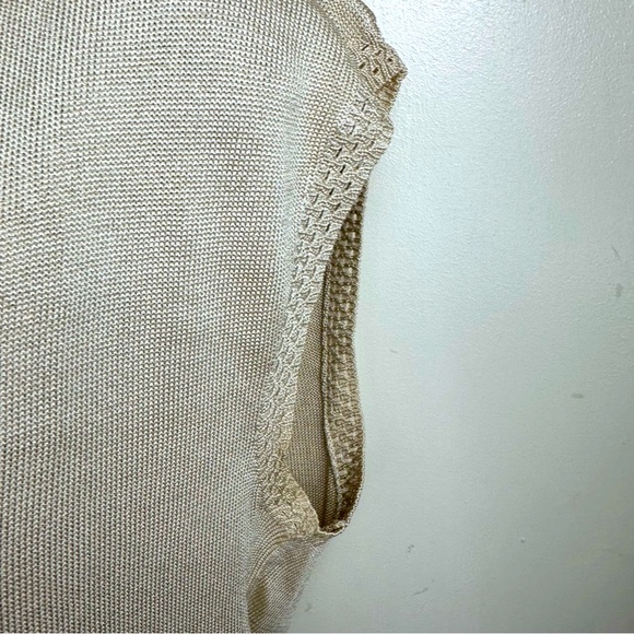 Oscar De La Renta Tan? Silk Vintage 90’s/Y2K  Detail Trim Sleeveless Knit Top M - Picture 7 of 12